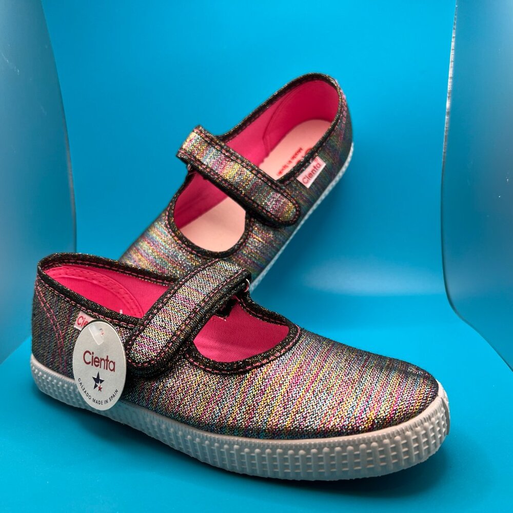 Cienta Rainbow Metallic Woven Mary Jane Shoes - NWT